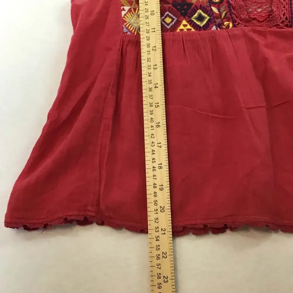 Free People Lohri Embroidered Sleeveless Tank Top Medium Boho Festival